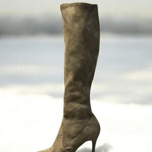 Stuart Weitzman Grey Suede Stretch Boots